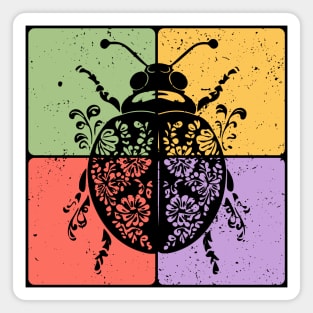 Vintage Ladybug Botanical Nature Art Magnet